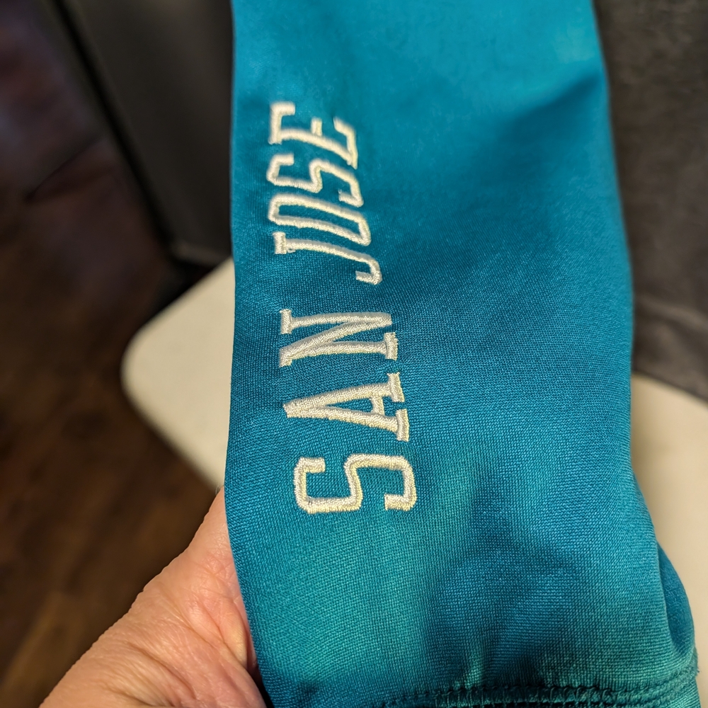 NHL San Jose Sharks Teal and Gray Hoodie Large - Picture 3 of 13